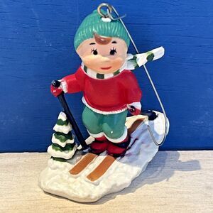 Vintage 1986 Novelty Christmas McCrory Skiing Ski Snow Ornament Holiday Decor